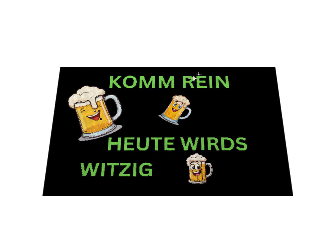 Komm rein heute wird’s witzig Fußmatte mit Bierkrügen einzigartig für Party al Geschenk für Freunde