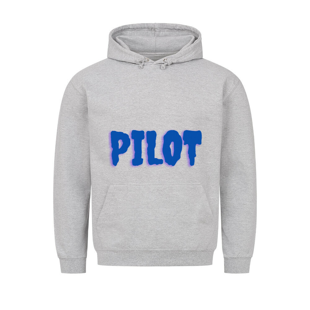 Hoodie mit vorne dem Aufdruck Pilot auf der Rückseite ist ein Flugzeug abgebildet mit der Kennung D-EEQT und der Spruch: Lieber eine Stunde früher am Platz, als eine Minute zu spät im Endanflug. - Farbe  grau
