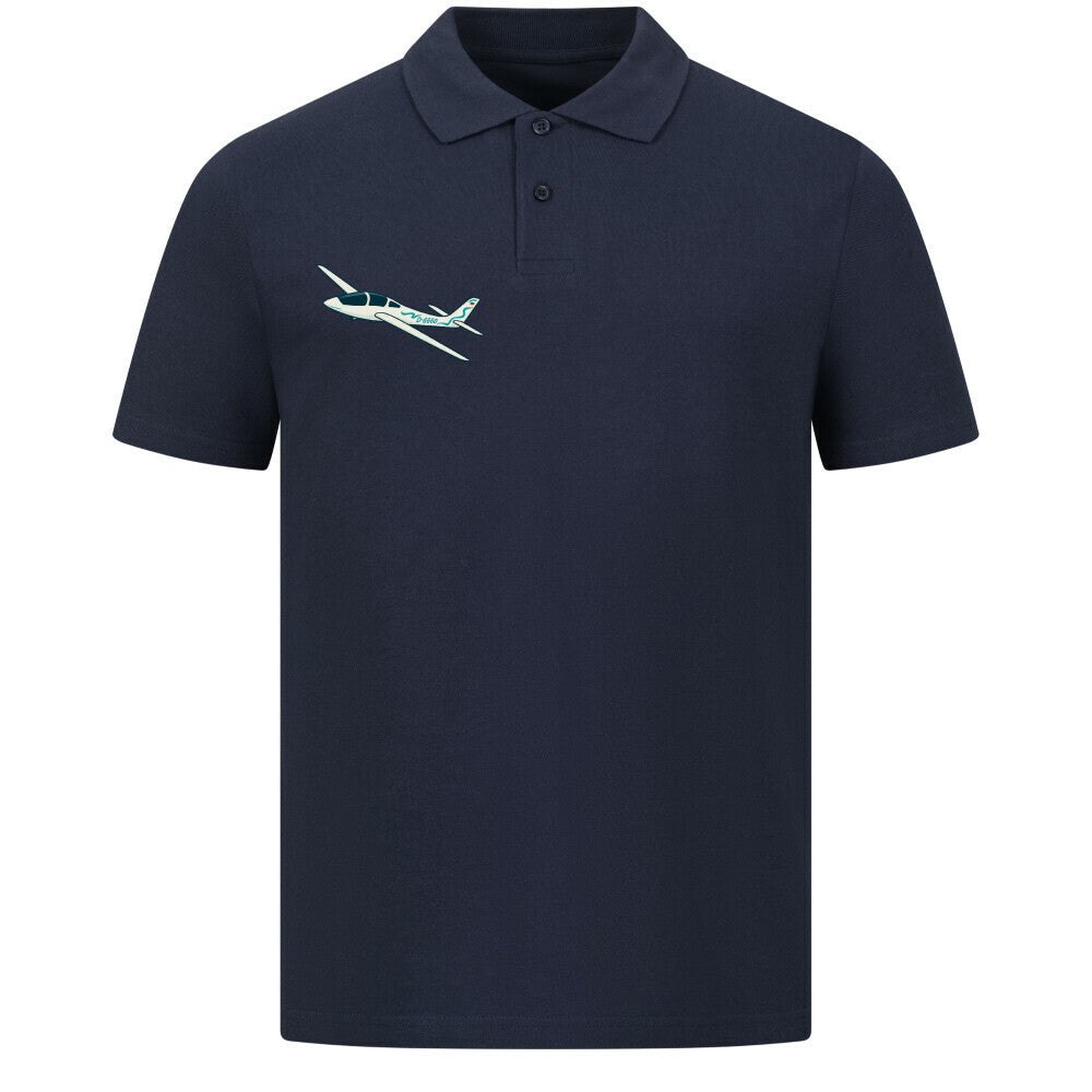 Classic Polo Shirt - Piloten haben keinen Rückenwind dieser Spruch befindet sich auf der  Rückseite des Shirts in einem gelben Schriftzug  auf der Vorderseite erkennen Sie ein Segelflugzeug mit der Kennung D-6660 links oben ,dieses sieht man auf der Rückseite mit einer schönen Abbildung mitten im Kreis von dem Spruch. Farbe des Shirts ist  french navy