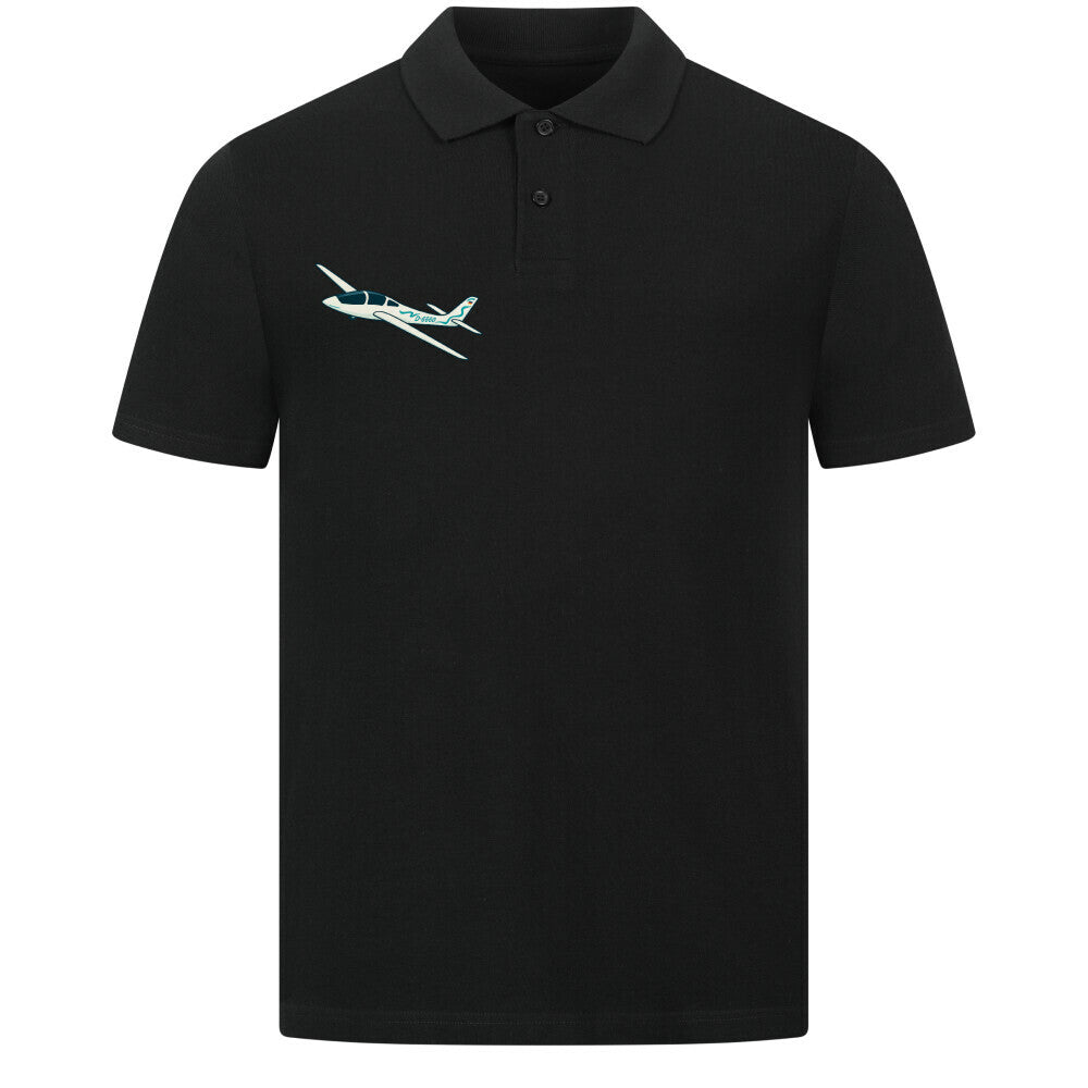 Classic Polo Shirt - Piloten haben keinen Rückenwind dieser Spruch befindet sich auf der  Rückseite des Shirts in einem gelben Schriftzug  auf der Vorderseite erkennen Sie ein Segelflugzeug mit der Kennung D-6660 links oben ,dieses sieht man auf der Rückseite mit einer schönen Abbildung mitten im Kreis von dem Spruch. Farbe des Shirts ist schwarz 