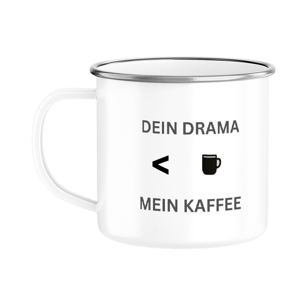 Emaille-Tasse-Silber-Mein-Kaffee-dein-drama-witzig