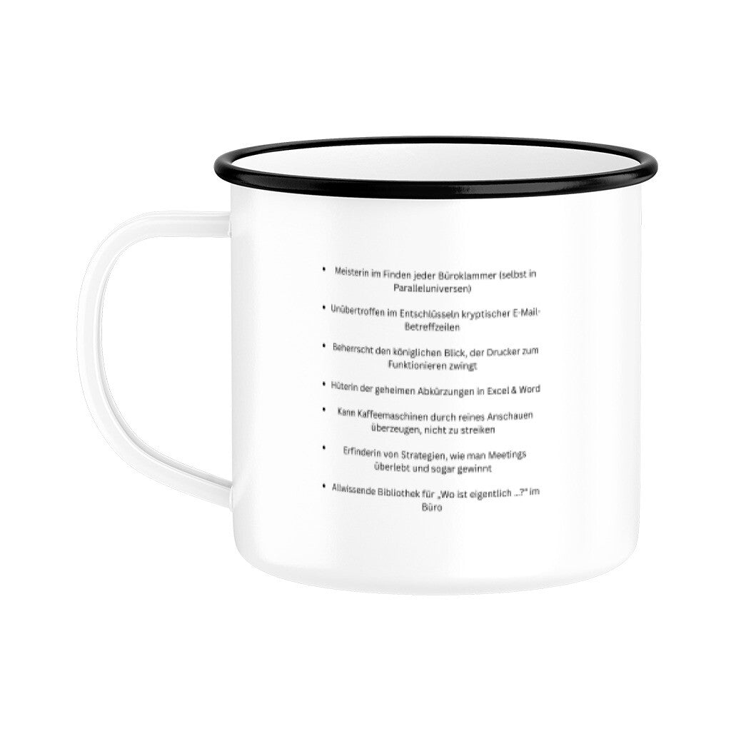 Emaille Tasse Schwarz Buerozicke das Technik Genie mit einzigartigen Bildern & Sprüchen 