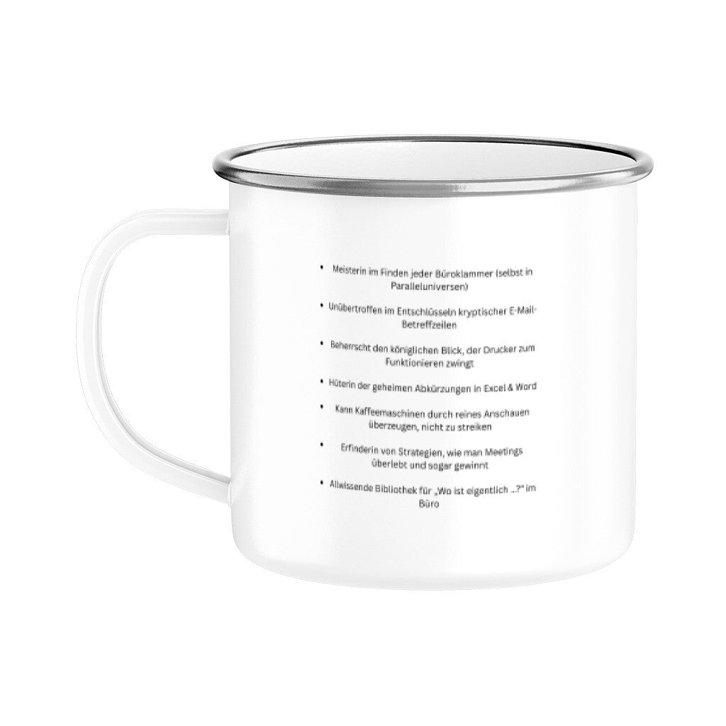 Emaille Tasse Silber Buerozicke das Technik Genie mit einzigartigen Bildern & Sprüchen 