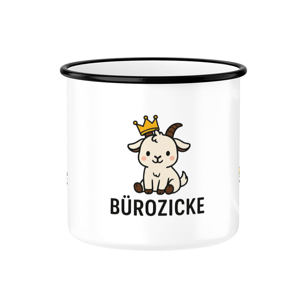 Emaille Tasse schwarz Buero Zicke der Klassiker lustig mit einzigartigen Motiv