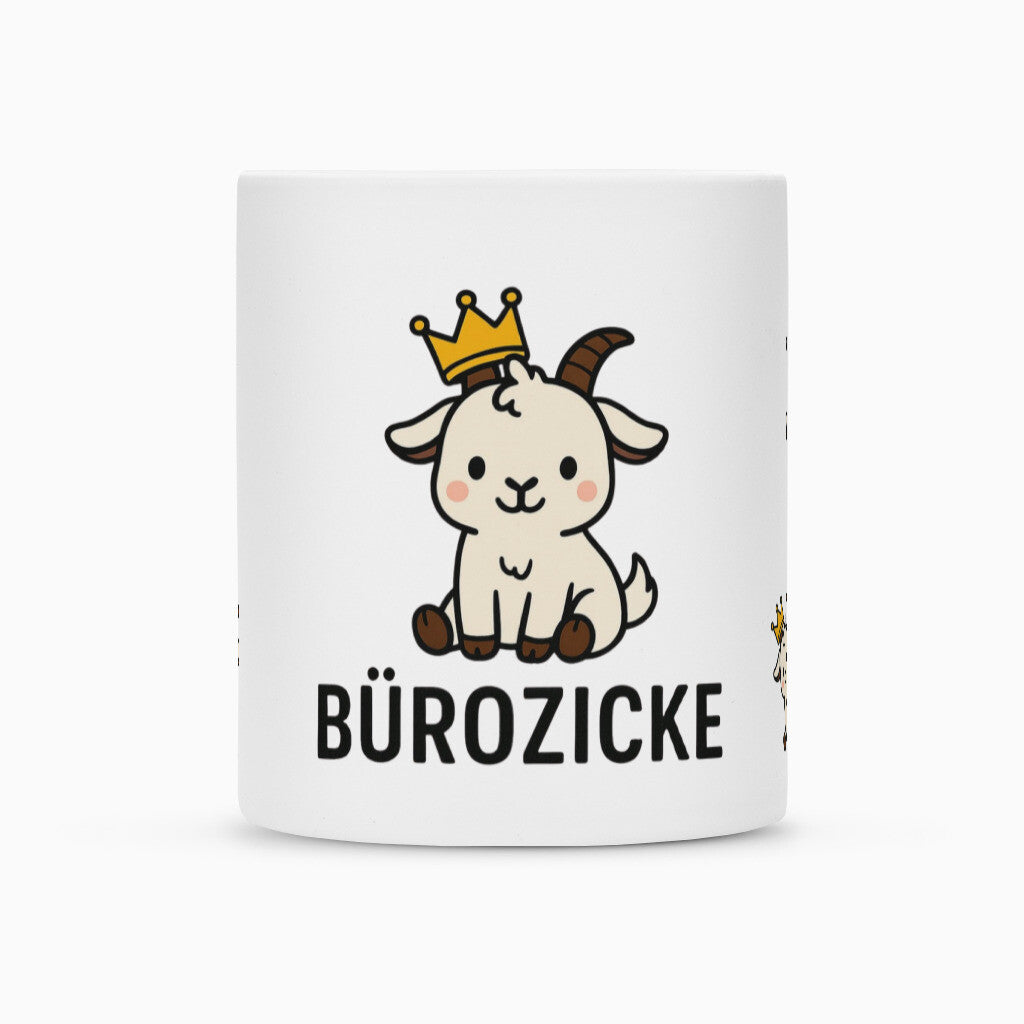 Keramik Tasse weiss Matt Buero Zicke der Klassiker lustig mit einzigartigen Motiv