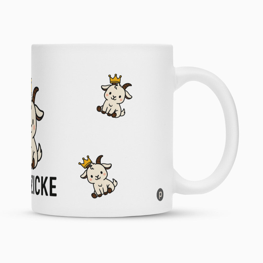 Keramik Tasse weiss Matt Buero Zicke der Klassiker lustig mit einzigartigen Motiv