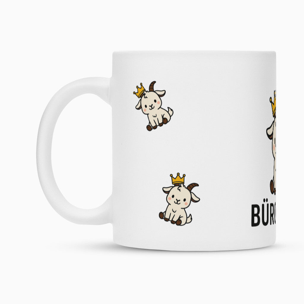 Keramik Tasse weiss Matt Buero Zicke der Klassiker lustig mit einzigartigen Motiv
