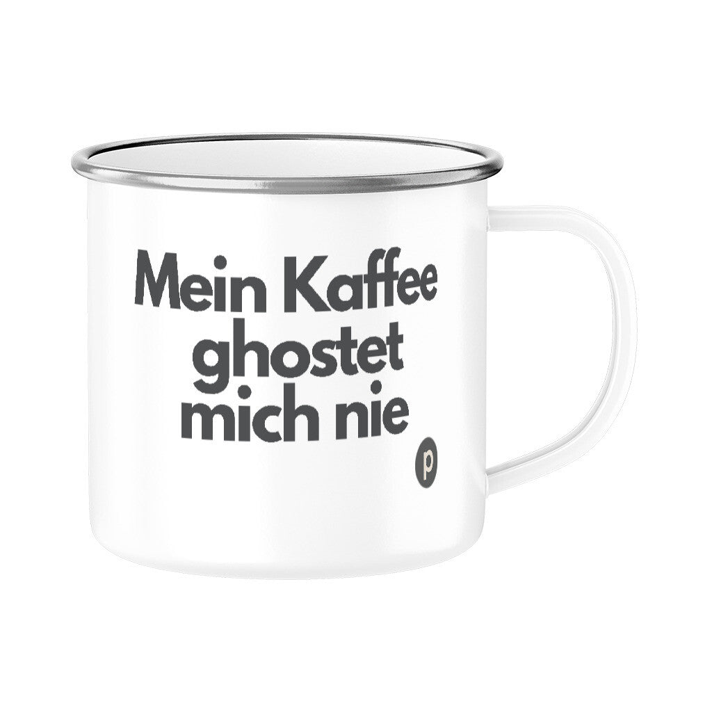 Emaille-Tasse-Mein-Kaffee-ghostet-mich-nie-witzig-Farbe-silber-einzigartig