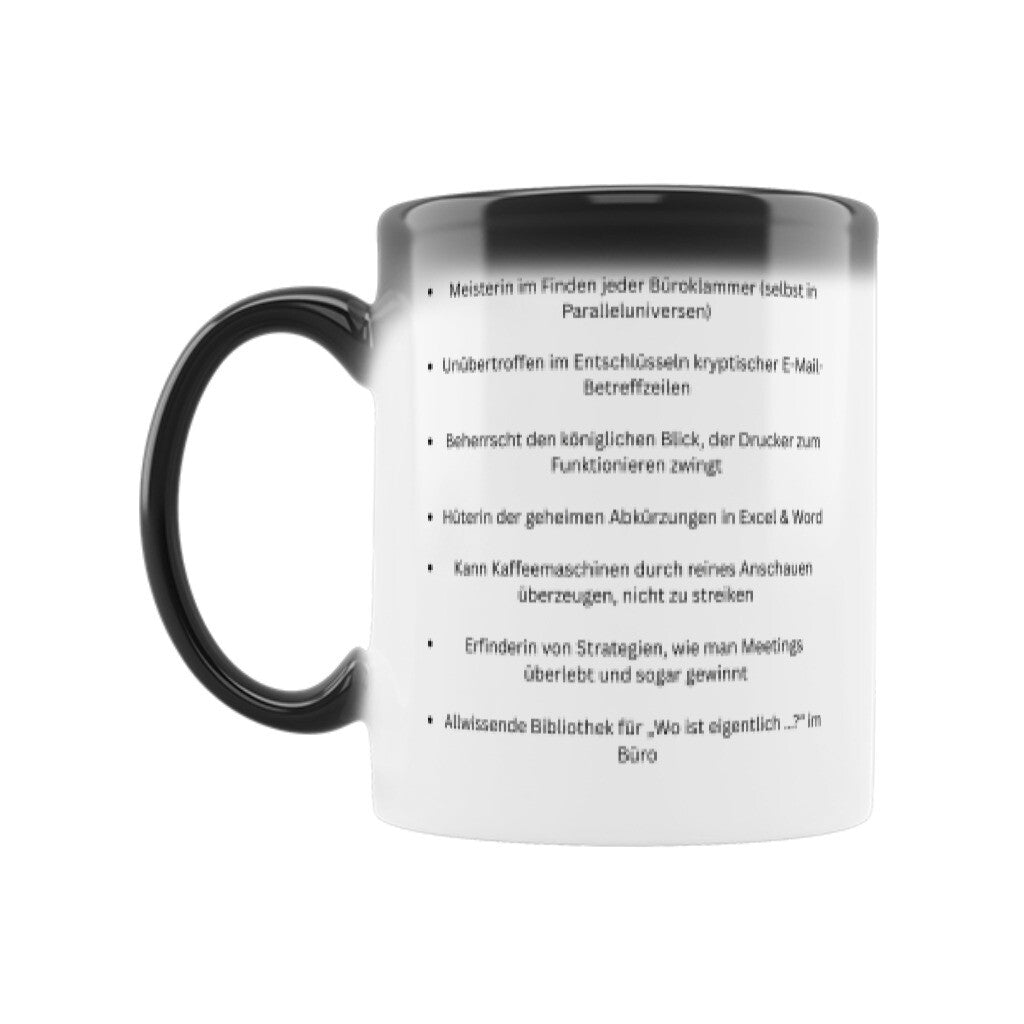 Zaubertasse in schwarz sobald sie mit heißem Wasser gefüllt wird erscheint das Motiv & einzigartige Sprüche 